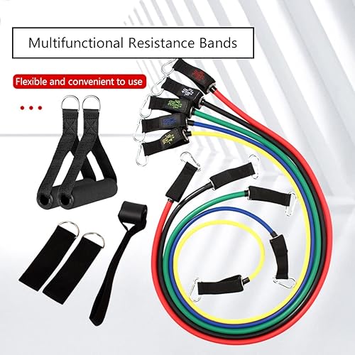 Miniatura 8 de Bandas de ejercicio de resistencia con asas, bandas de entrenamiento para terapia física, entrenamiento de fuerza, tonificación muscular, fitness