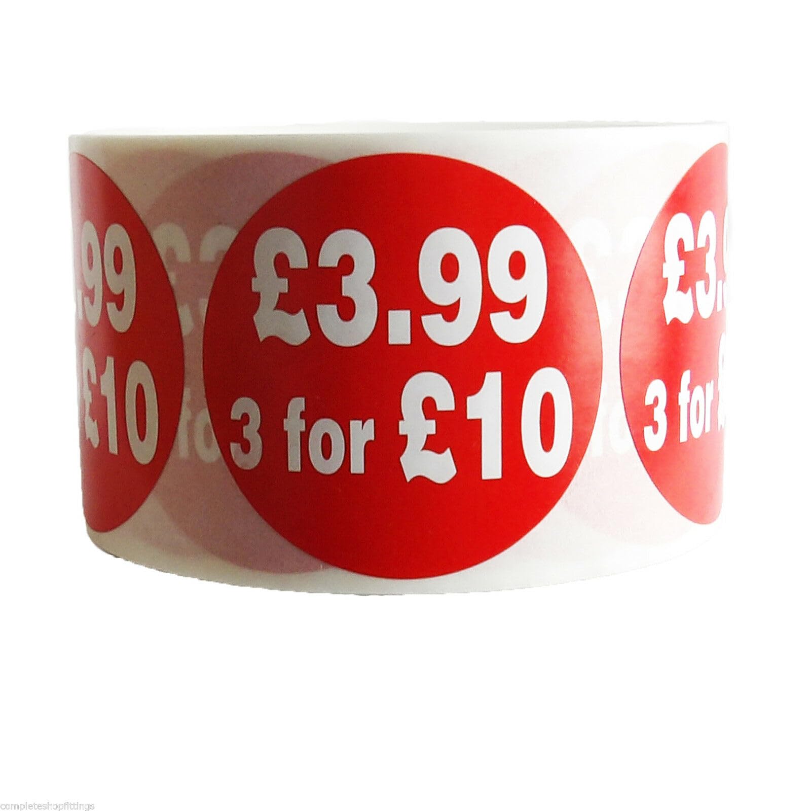 £3.99 3 for £10 RED Sign SELF Adhesive Stickers Sticky Labels Swing Labels for Retail Price Display 45mm Price Stickers/Sticky Labels (10 X ROLL OR 5000 Stickers)
