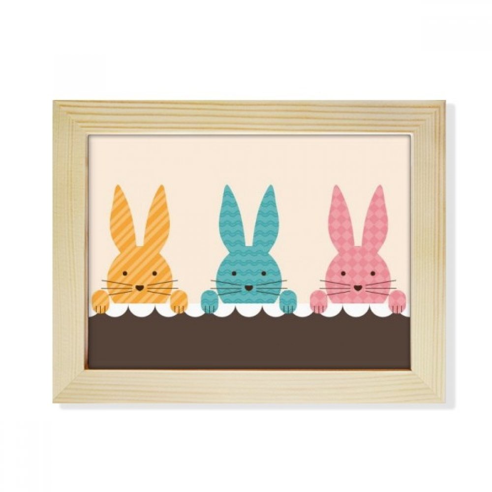 Marco de fotos de madera 6X8 pulgadas decorativo con conejito de Pascua