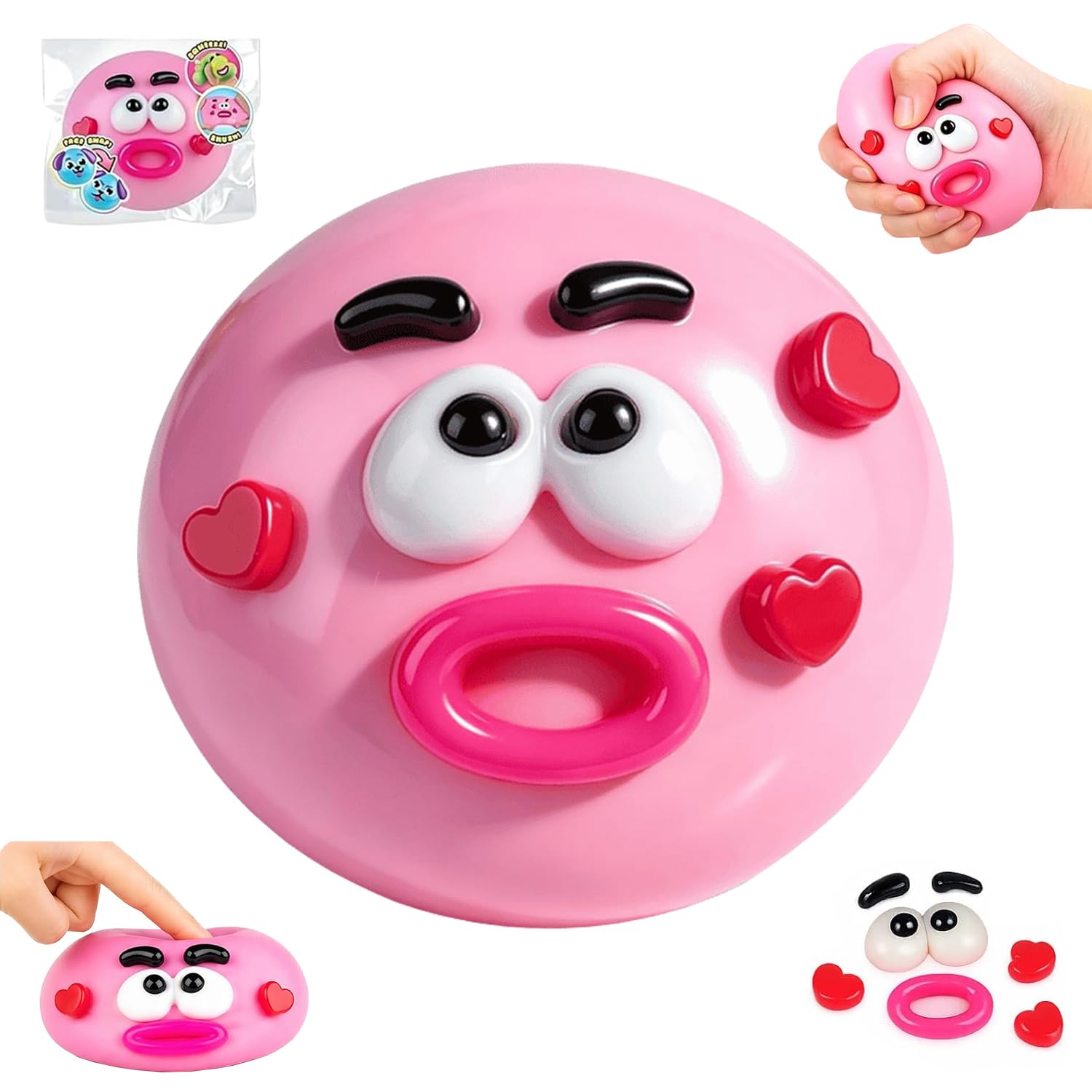 HBSFBH Anti-Stress Ball Dog Face Squishy, Smushers S-quishy Fidget Toy, Smusher S-quishy, Dog Face Swap Desk Decor, Smushers Face Dog, Dog Squishy Fidget Toys for Office, School