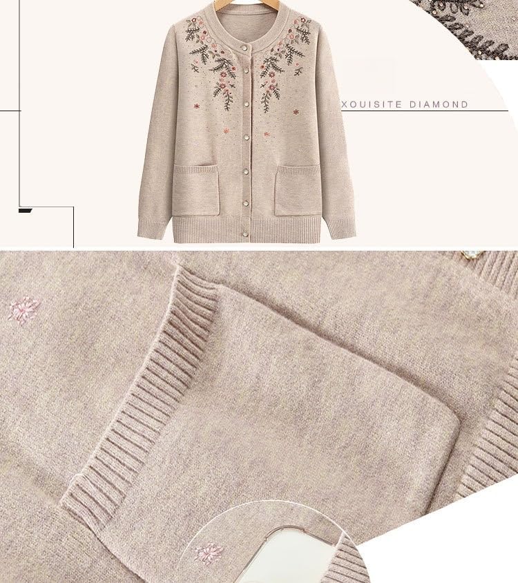 Cardigan Mujer,Suéter Cárdigan para Madre Ligero De Cuello Redondo para Señora Mayor De Punto Informal Suave De Manga Larga con Botones Fino De Punto Chaqueta Regalos para Abuela