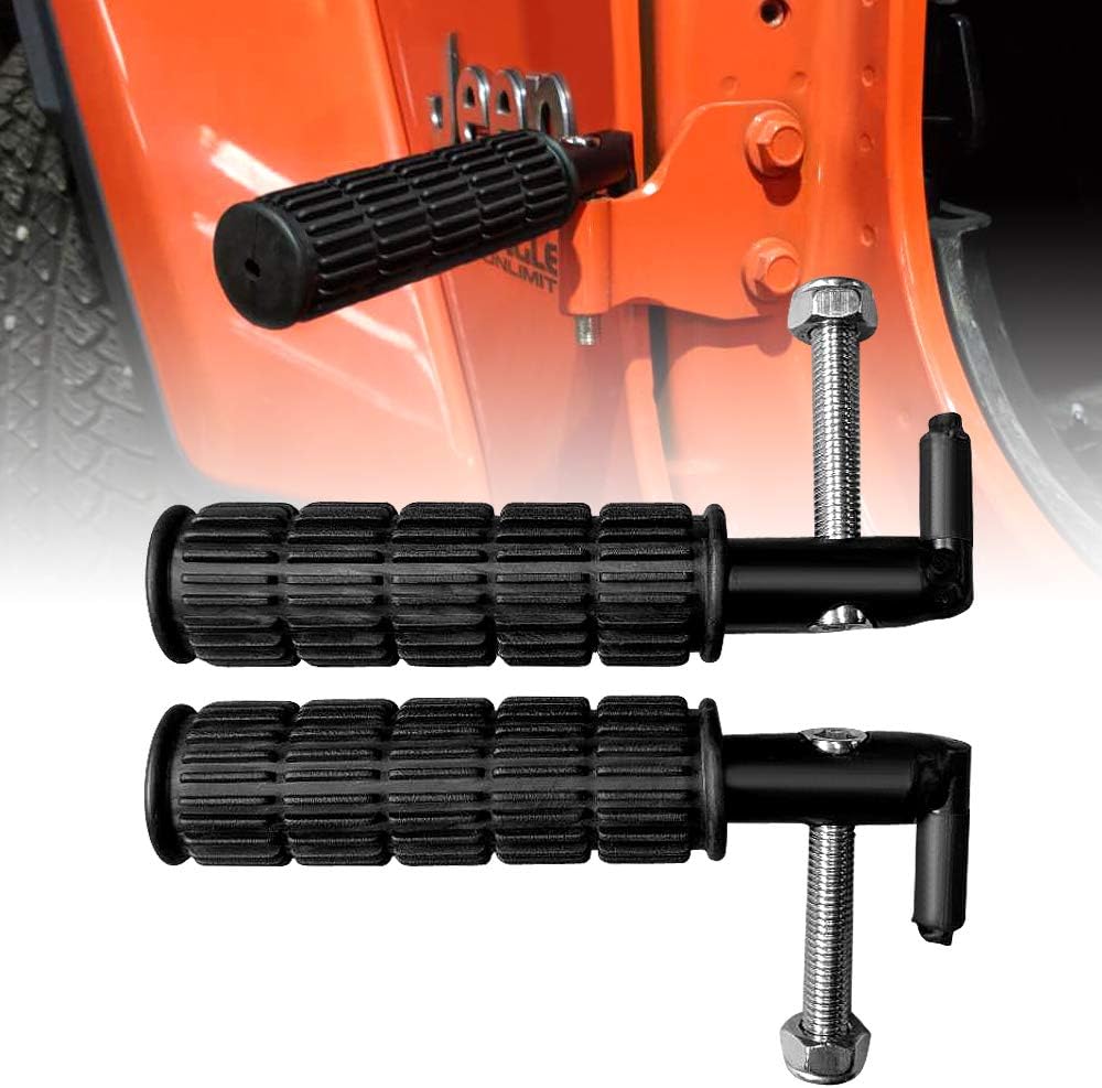 AMERICAN MODIFIED Front Foot Pegs Foot Rest Kick Panel Black Power Coated for 2007-2019 Jeep Wrangler JK JKU JL - Pair (Tube Style)