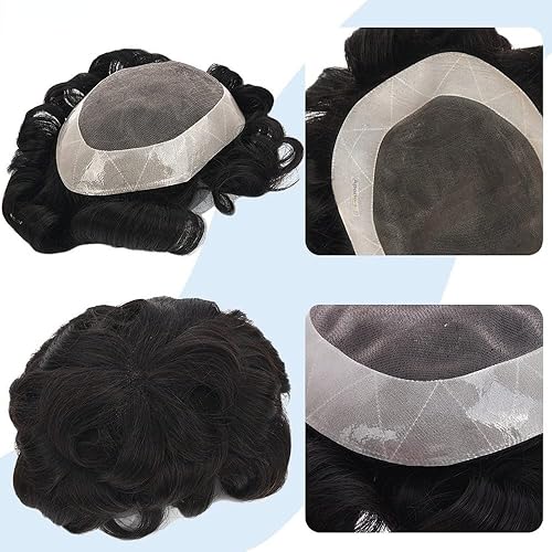 Miniatura 4 de Peluca de hombre toupee fina mono y poliuretano para hombre, prótesis capilar duradera, sistema de reemplazo de cabello natural, peluca masculina de