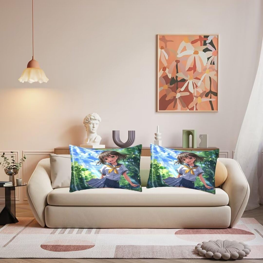Kissenbezug 70 x 90 cm Anime Kissen, Sofakissen Superweicher Kopfkissenbezug Dekorative Kissenbezüge (2er Set) Kissenhülle mit ReißVerschluss Deko Kissen für Couch Wohnzimmer Schlafzimmer Kawaii J370