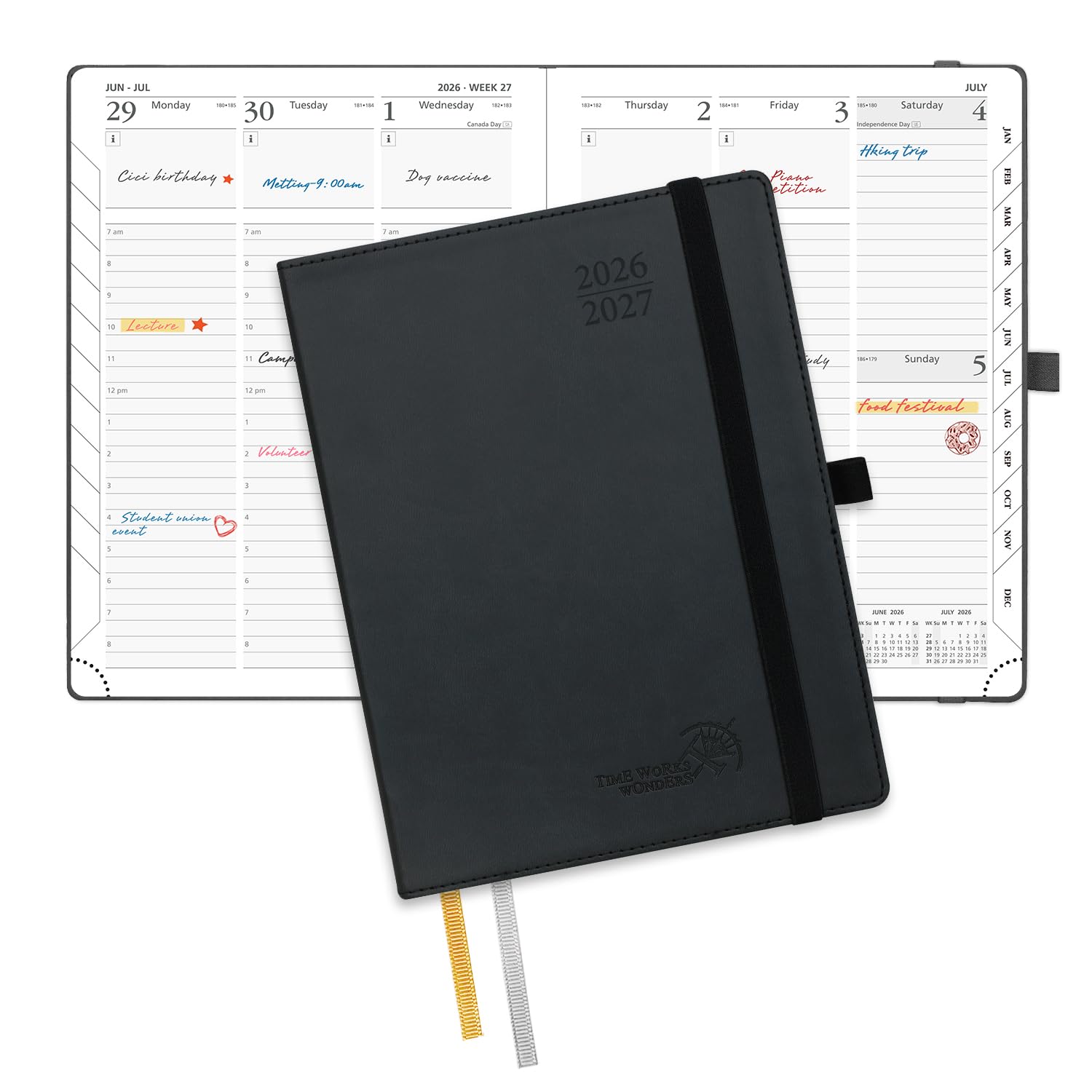 POPRUN Planner 2026-2027, 6.5" x 8.5", Academic Daily Weekly and Monthly