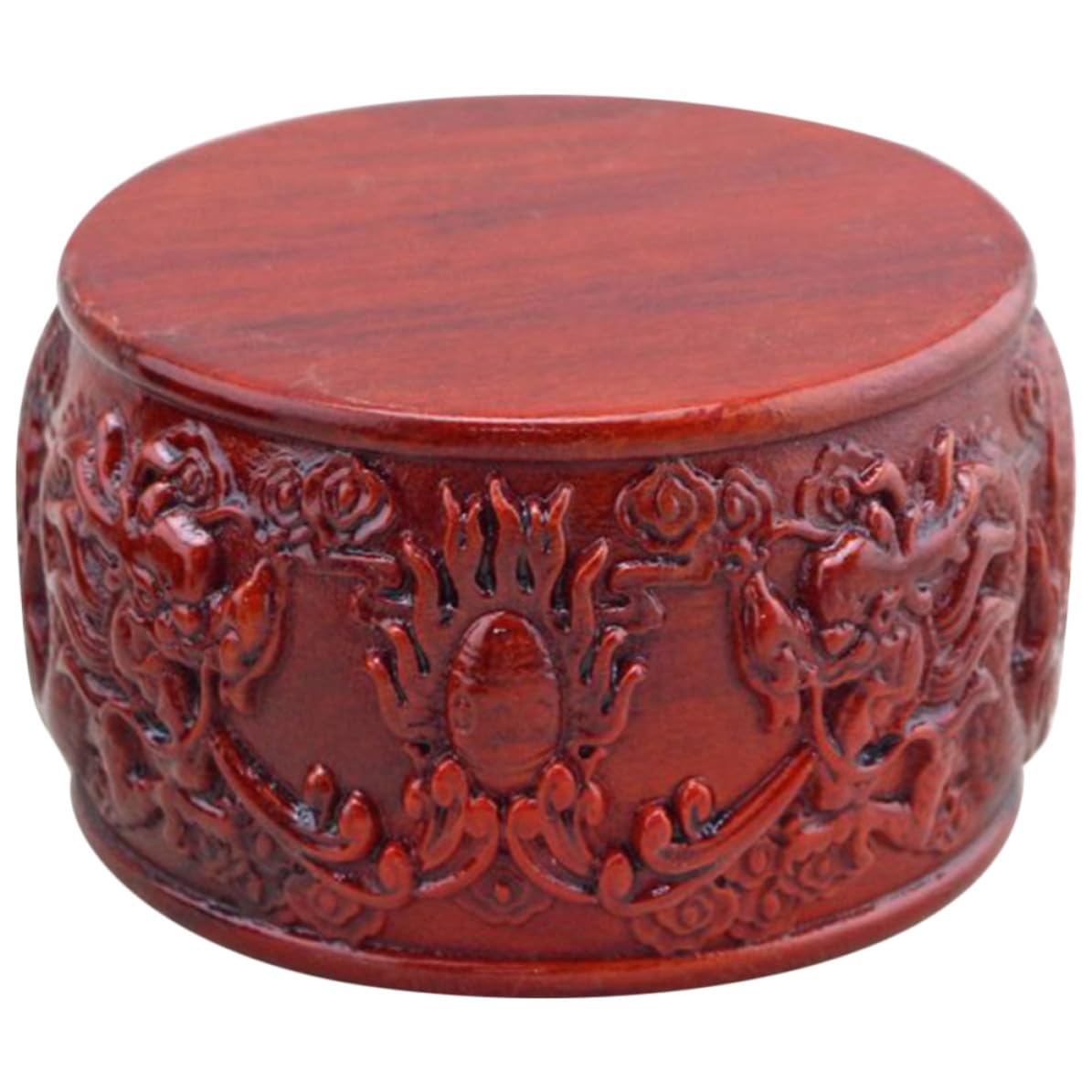 Socle rouge en bois sculpté pour stabiliser et valoriser vos statues de Bouddha