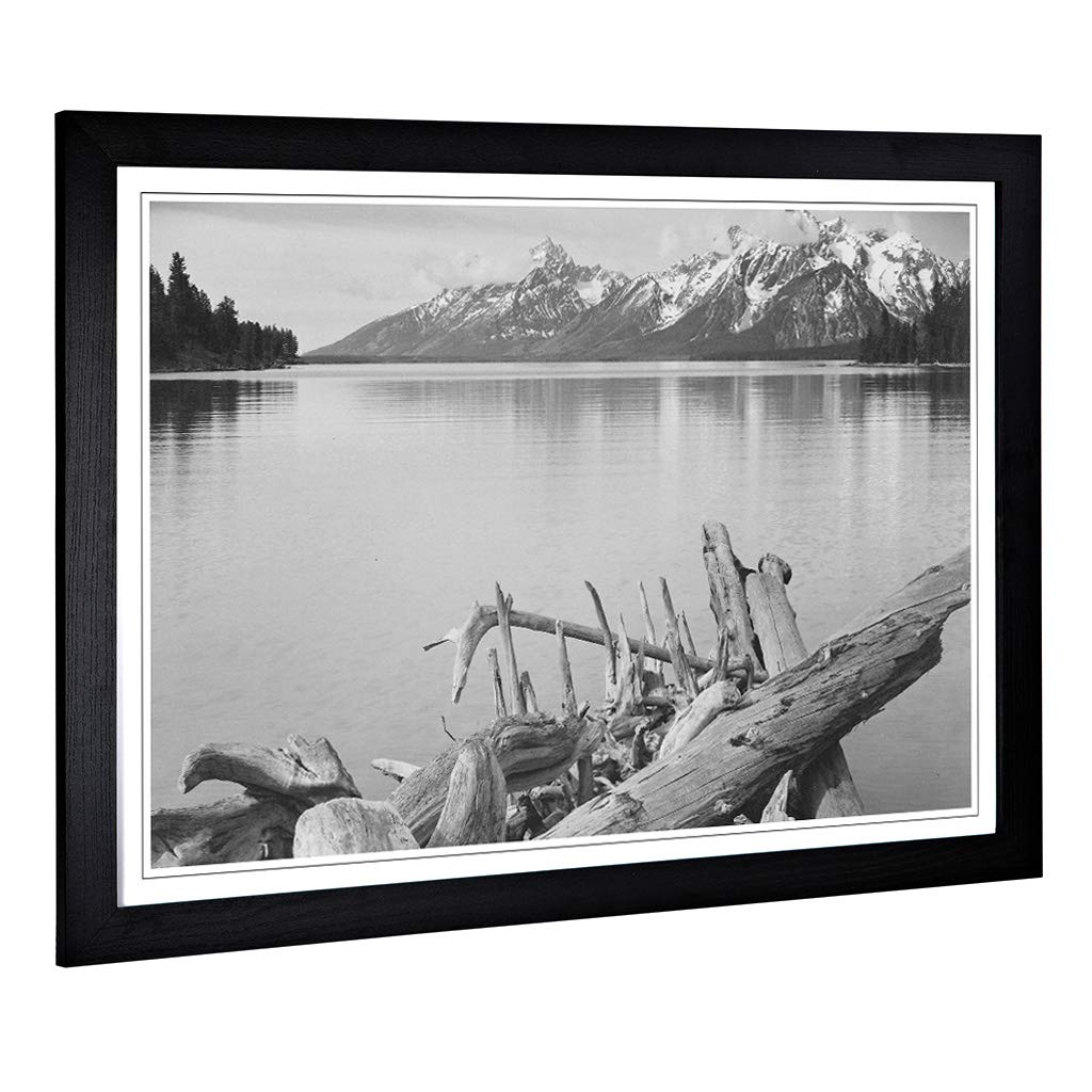 Big Box Art Framed Print of Ansel Adams Jackson Lake in Grand Teton Wyoming Design | Wall Art Picture| Home Decor for Kitchen, Living Room, Bedroom, Hallway, Black, A2 / 24.5x18 Inch / 62x45cm