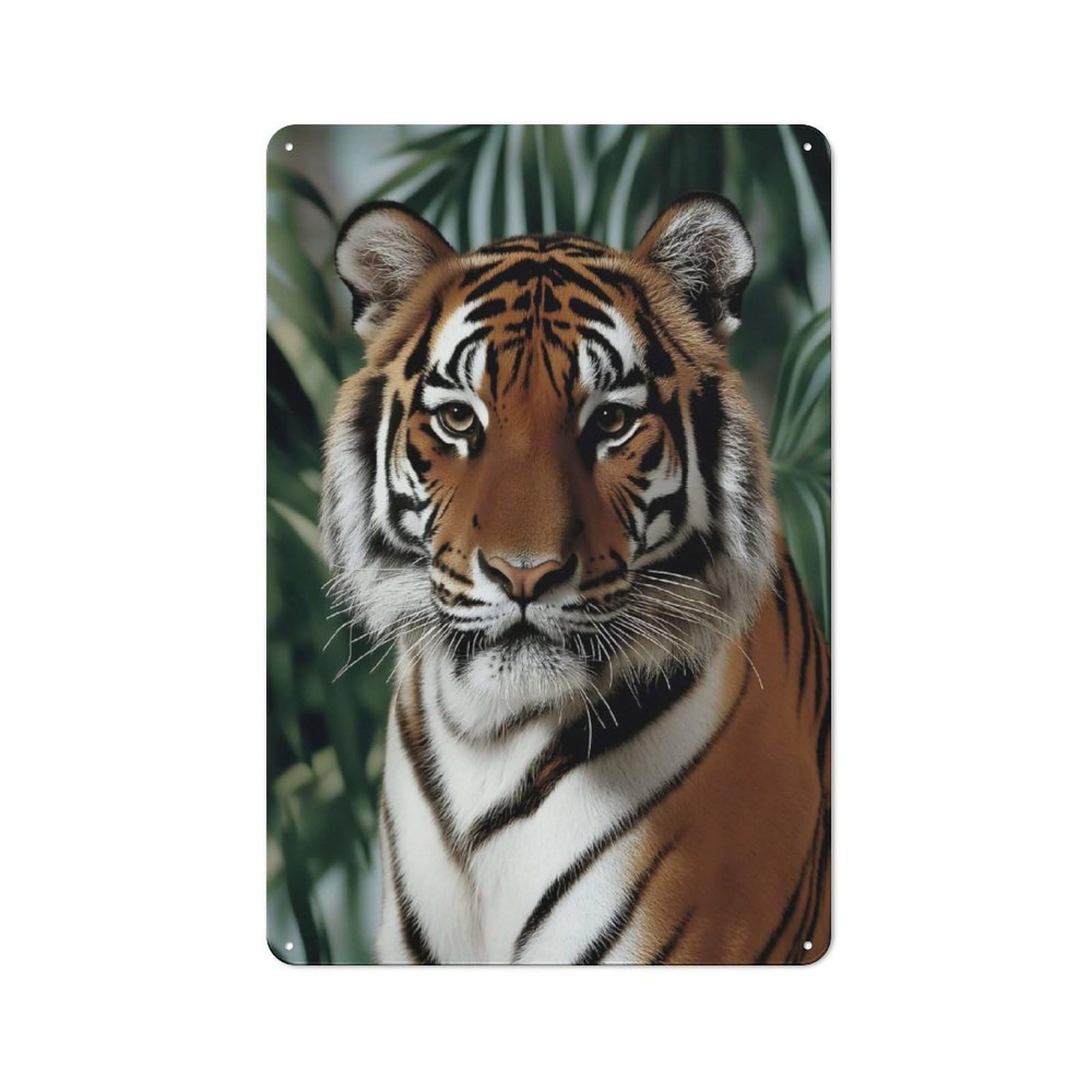 Decorative Metal Plaque with Tiger Portrait Design 30x20cm, Loft Style Loft Wall Plaque for Modern Home, Workshop, Office Or Cafe