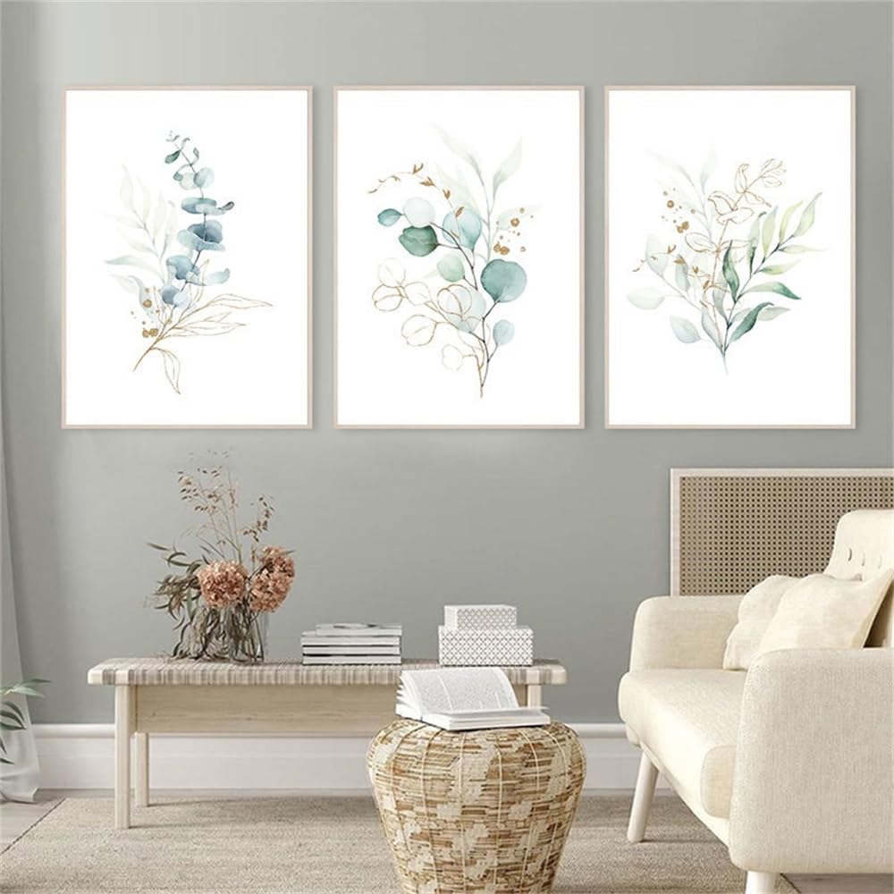WBYZAC Botanical Posters-Nordic Wall Poster Leaf Sheets Paintings Green Plant Pictures for Living Room Bedroom Kitchen Decoration Modern Poster Artwork-60 * 80cm*3PCS (No Frame)