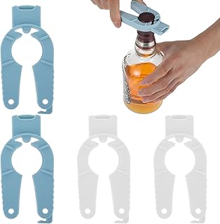 4 Pcs Plastic Bottle Cap Opener,Versatile Bottle Openers,Soda Can Opener Tool for Cans, Water Bottle Caps,Lid Opener Gift for Elderly and Children Tighten and Untwist(White Blue)