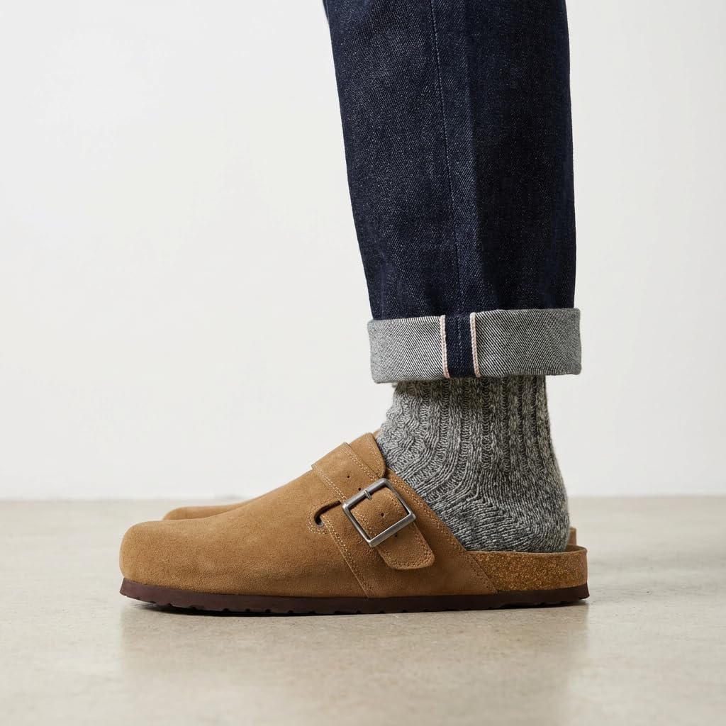 CUSHIONAIRE Hugo Genuine Leather Suede Clogs for Men – Comfortable Slip On Shoes with Adjustable Buckle, Closed Toe Mens Slides - Image 7