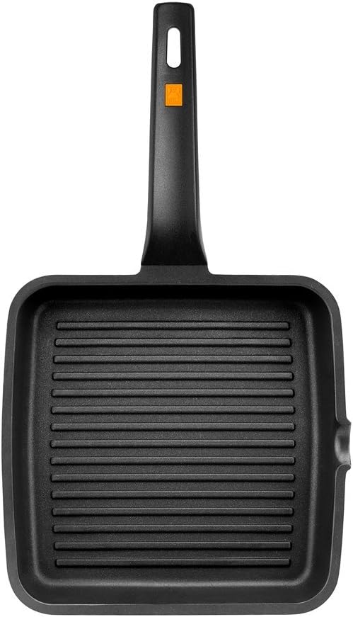 Braisogona Efficient Ribbed Grill Pan, Cast Aluminium, Black, 22 x 22 x 30 cm