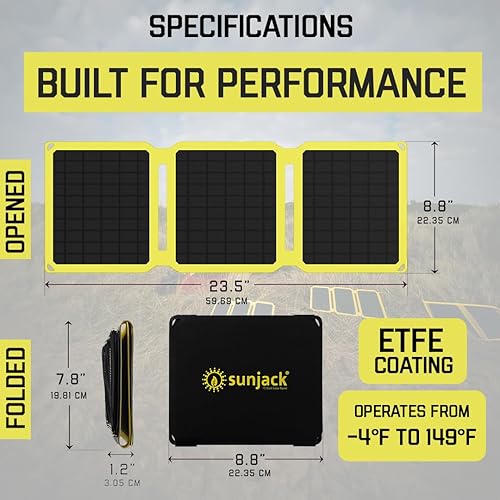 Miniatura 8 de SunJack Cargador solar plegable de 15 W, IP67 impermeable ETFE panel solar monocristalino con banco de energía de 10,000 mAh, cargador solar
