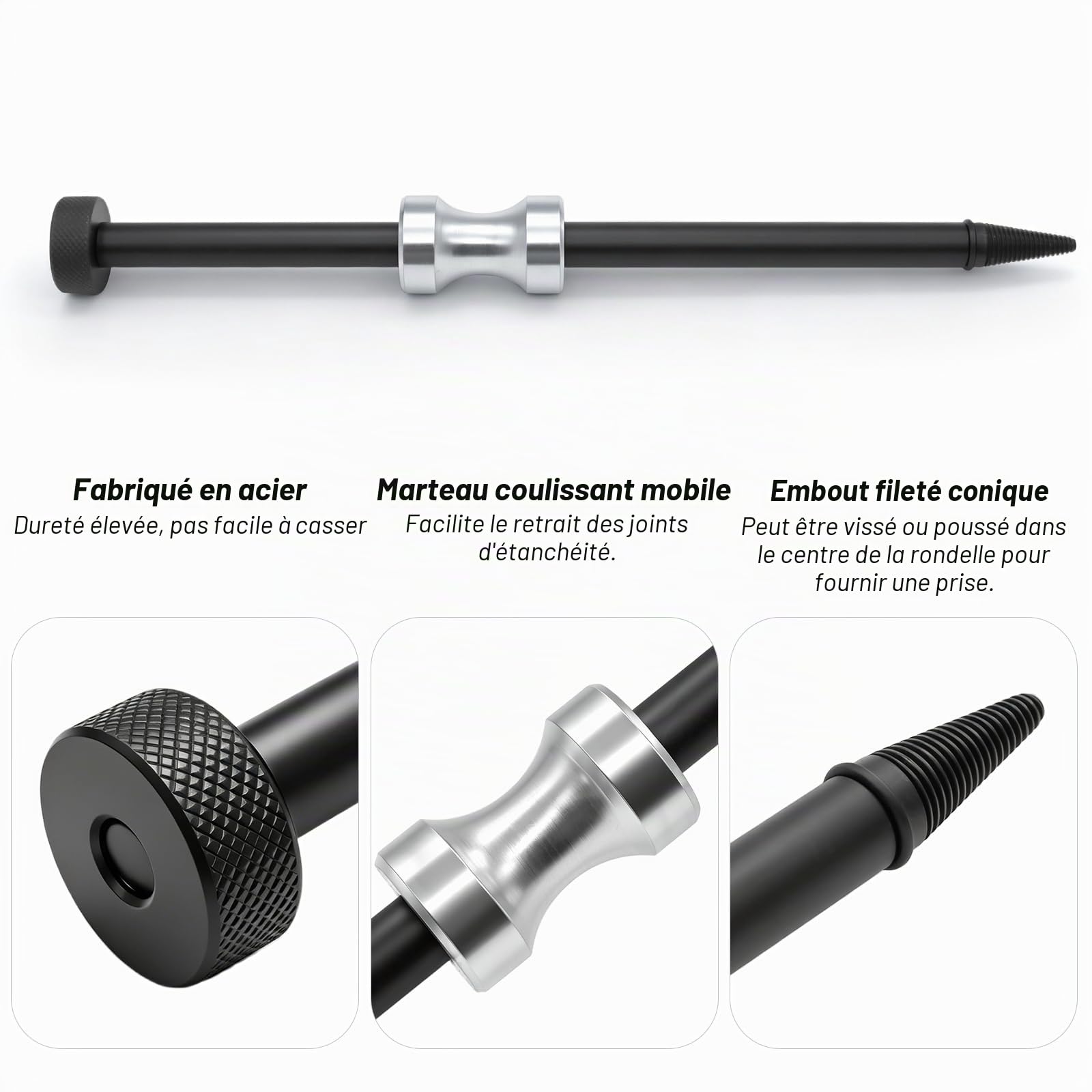 Extracteur d'injecteur, outil de joint d'injecteur noir, extracteur d'outil d'injecteur, extracteur de joint d'étanchéité d'injecteur universel pour voiture, extracteur de joint d'injecteur à