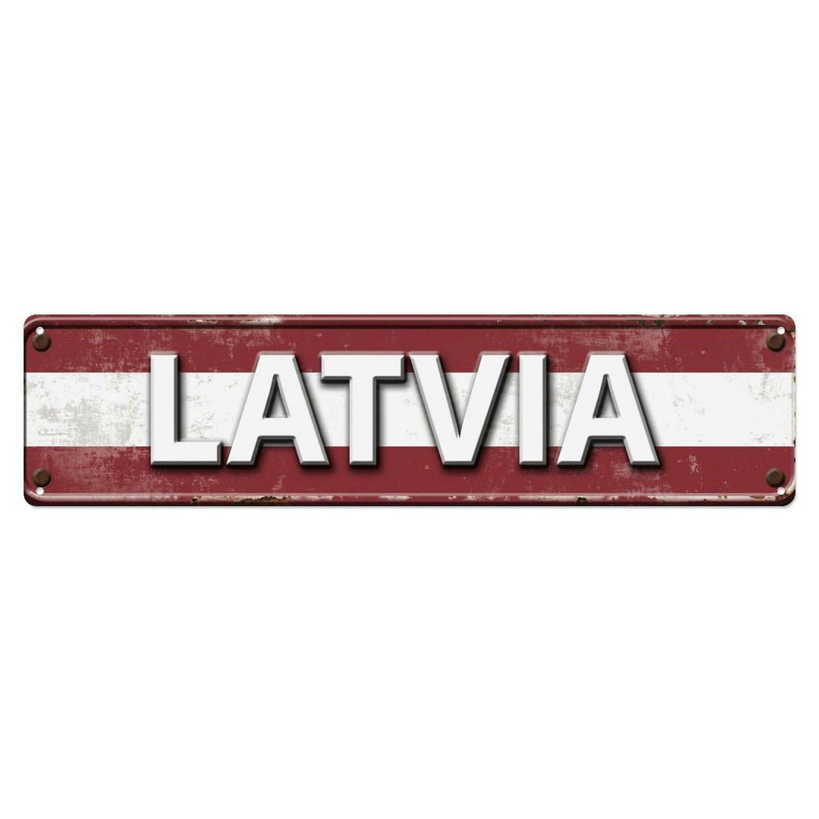 Metal Tin Sign Vintage Latvia Flag Pattern