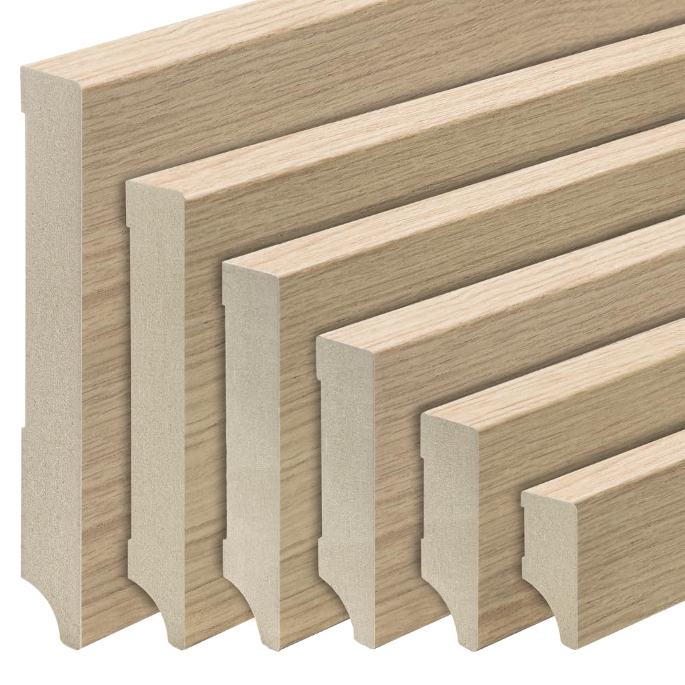 REESE | Sockelleisten | MDF Holz-Optik Eiche foliert | Weimarer Profil (gerade) - (150mm, 5 Stück / 11,5lfm)