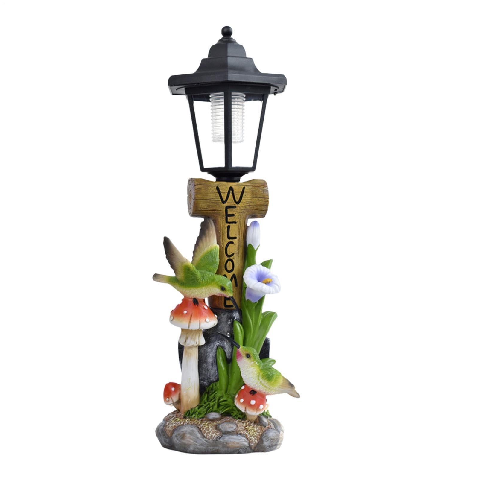 Estatuas solares de jardín de resina resistente a la intemperie, iluminación LED | Figuras decorativas de césped para balcón, porche, patio, hogar, jardín, césped