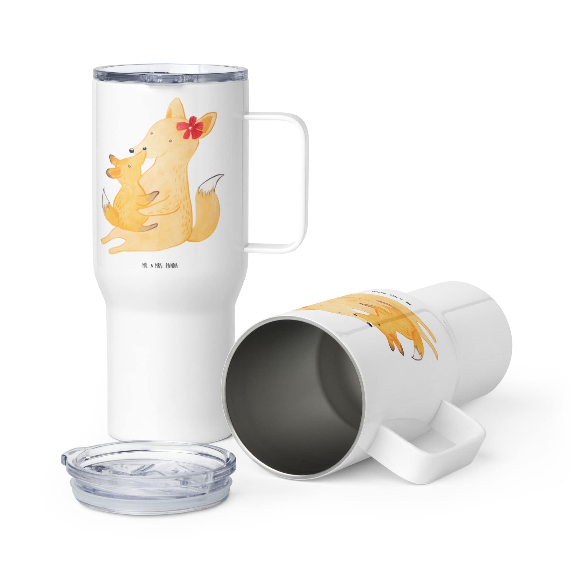 Mr. & Mrs. Panda Thermobecher Fuchs Mama - Geschenk, Teetasse, thermosbecher, Edelstahl Tasse, Schoß, Mutter, Muttertag, Tochter, getränkebecher, Kaffee-to-go-Becher