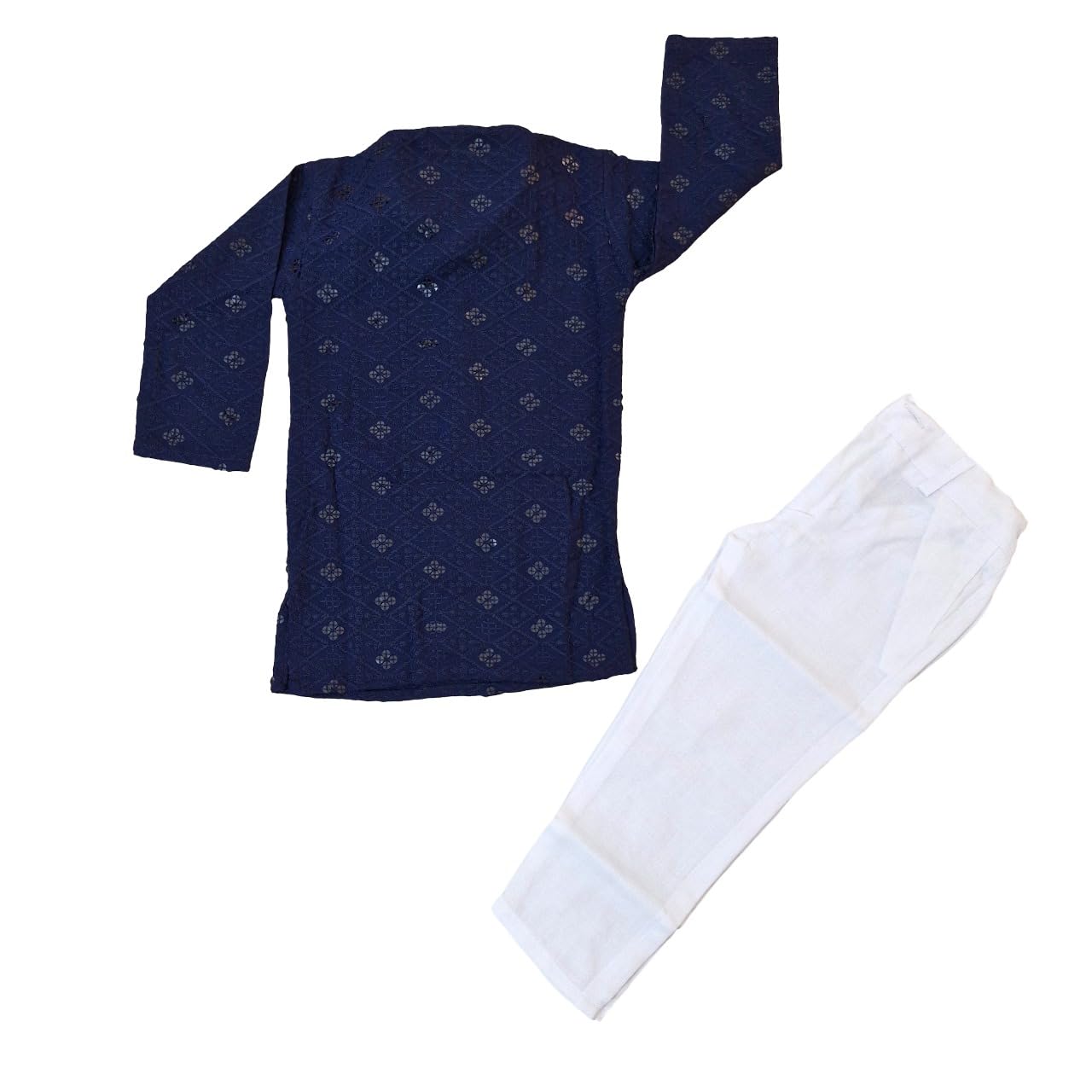 Nuwishtek Boys Cotton Blend Kurta Pajama Set, Regular Fit (Standard, Blue, 8-9 Y) 3