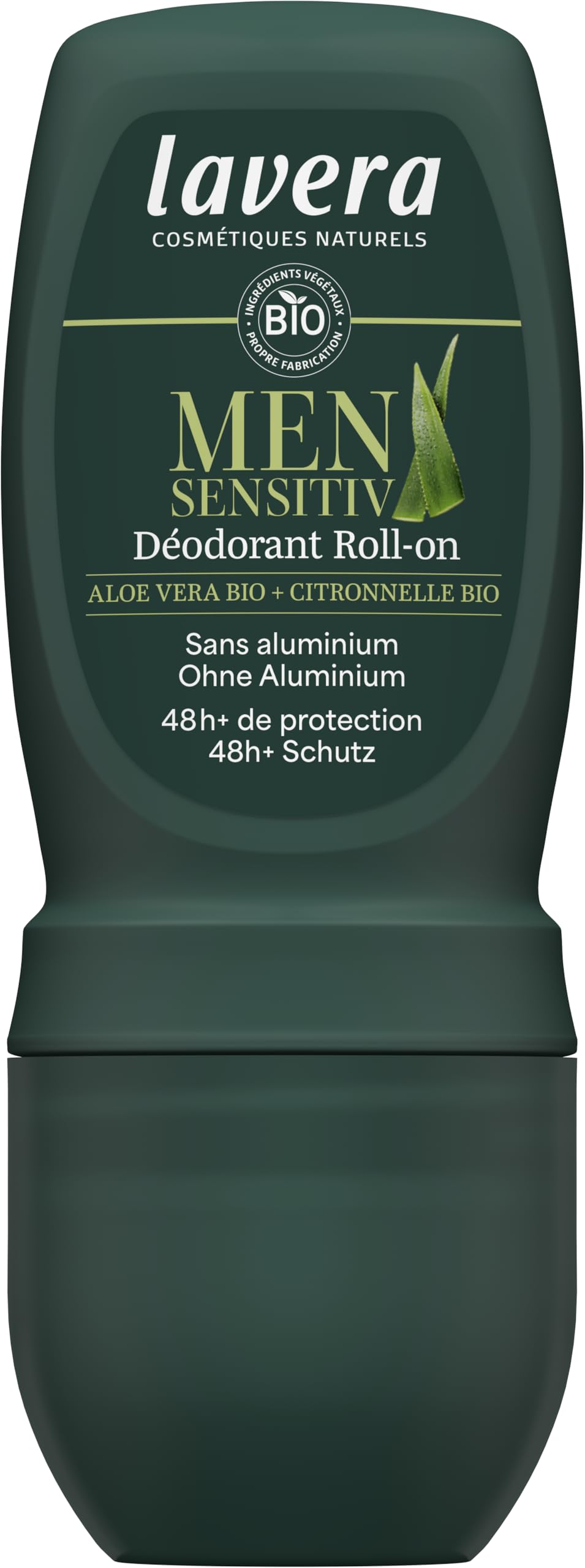 Wild Deodorant Lavera Men Sensitiv Deo Roll-On - Sans Aluminium - 48h De Protection Efficace Contre Les Odeurs De Transpiration - Soins Pour Hommes - Vegan - 50 Ml Produit Anti Poux