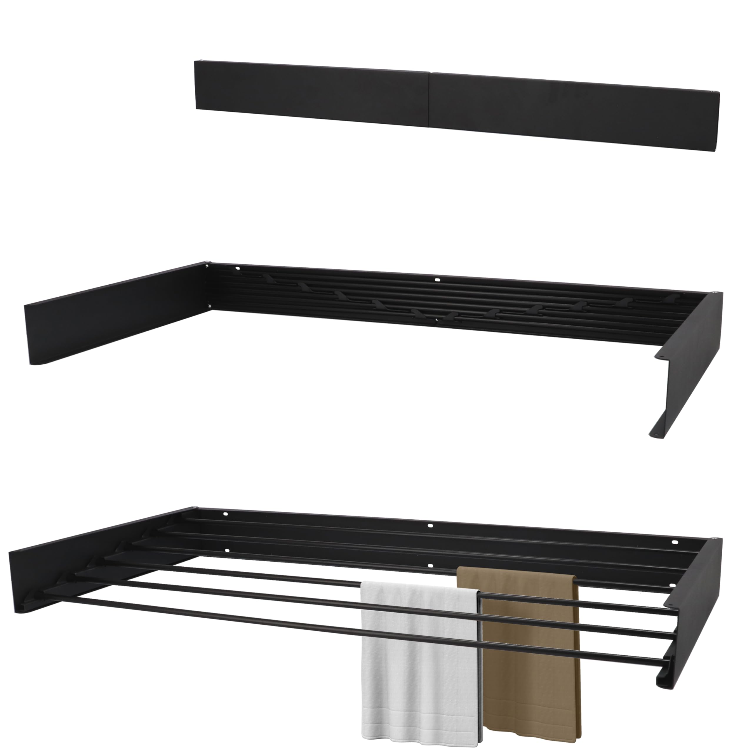 Wäscheständer Ausziehbar XL Komplett Schwarz 100cm – Pulverbeschichtetes Aluminium - 6m Trockenlänge - Wäschetrockner Wand - Wäscheständer Wand