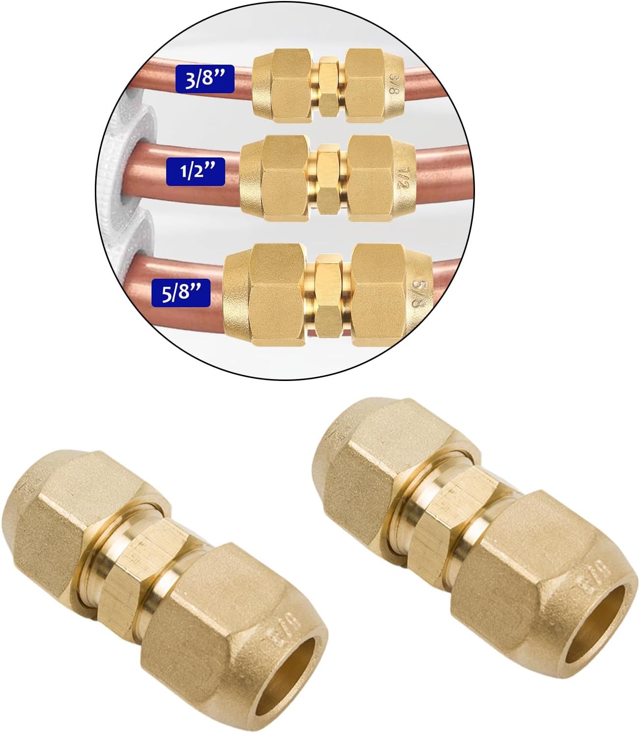 2Pcs AC Split Systems Copper Tube Adapters Double Port Designs Lea