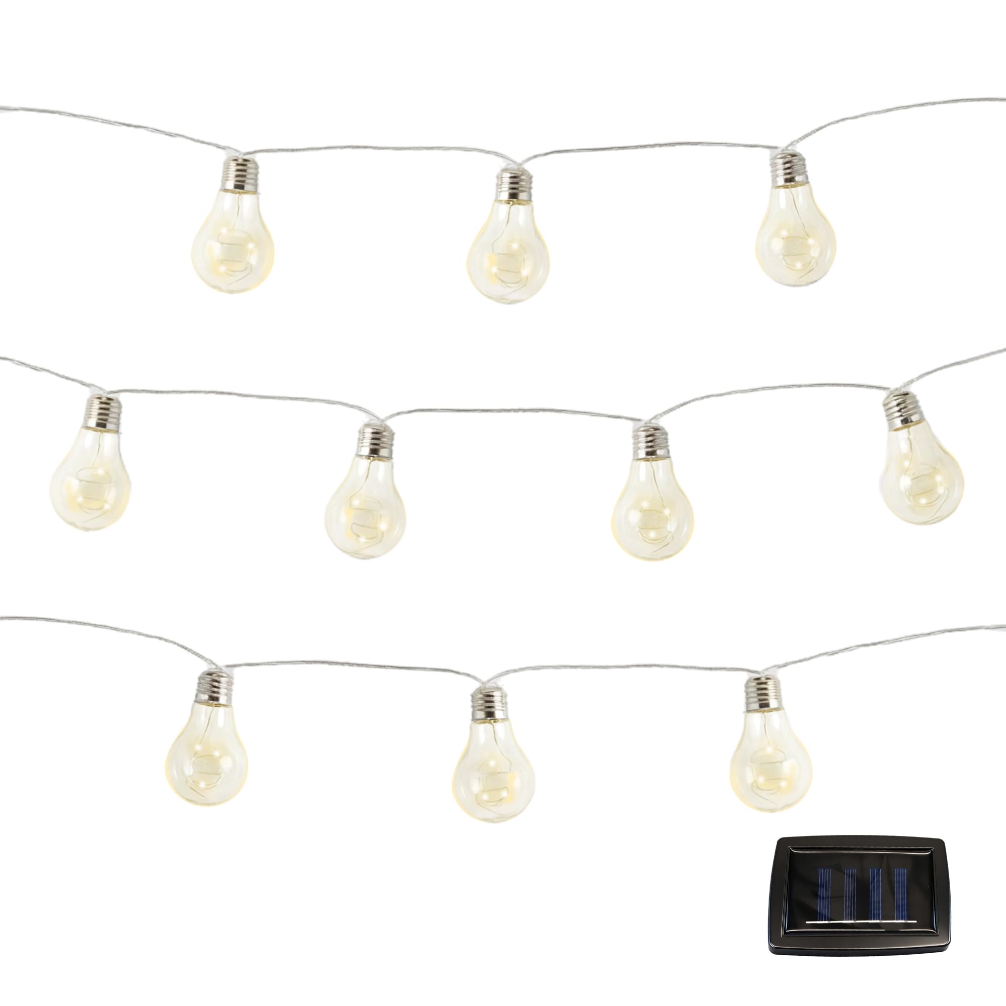 Gardenwize White – 2 Metre 10 Piece Solar Powered Bright Bulb Garden String Lights, Pathway Lights – Decorative Garden Decorations No Running Costs (Micro Bulb)