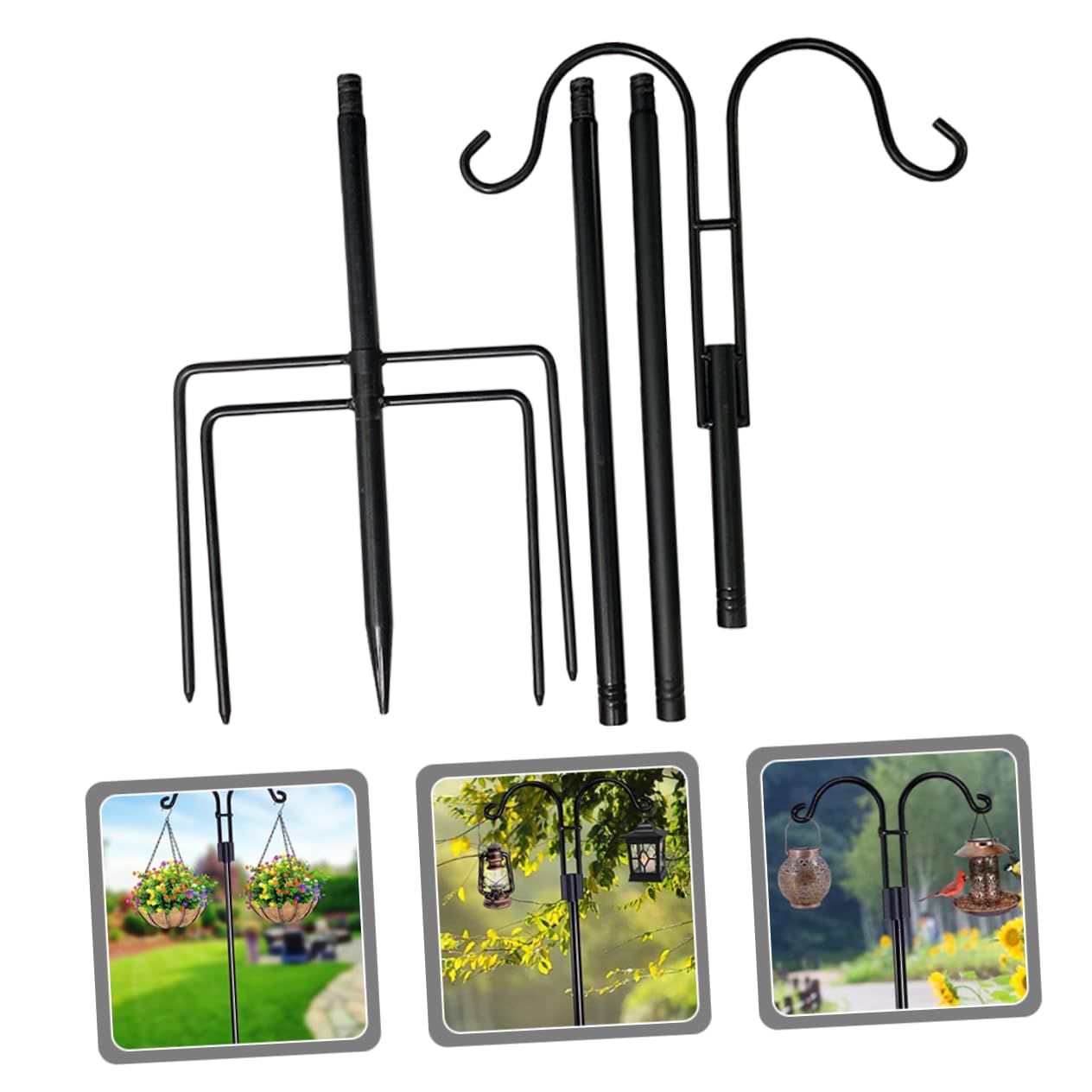 VICASKY Gancio da Pastore per Giardino Prato Inserimento Vaso Luci Cesto di Fiori Bandiere Sospese Mangiatoia per Uccelli Decorazioni da Giardino Accessori per Giardinaggio