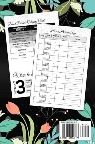 Blood Pressure Log Book: Record And Monitor Blood Pressure At Home Heart Rate Pulse Tracker Simple Diary And Easy Daily Log Readings Journal For Women Floral Design Notebook #TOP1