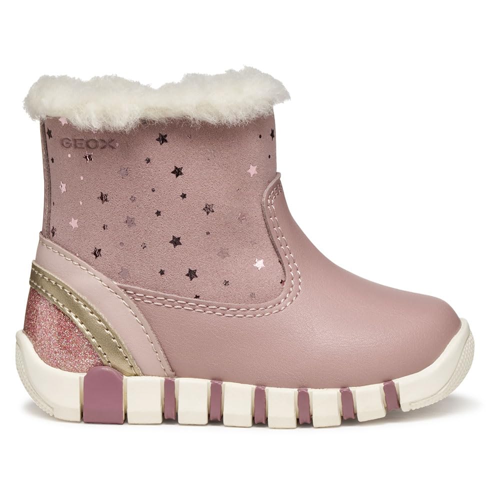 Geox Baby B IUPIDOO Girl First Walker Shoe, Antique Rose/PLATINU, 7 UK Child