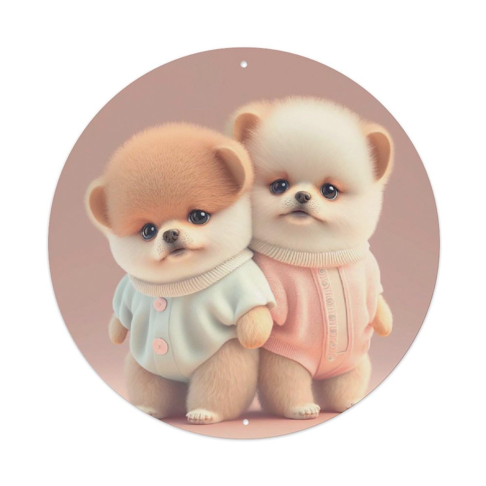Two Cute Puppies Pet Dog Classic Portrait Metal Tin Sign
