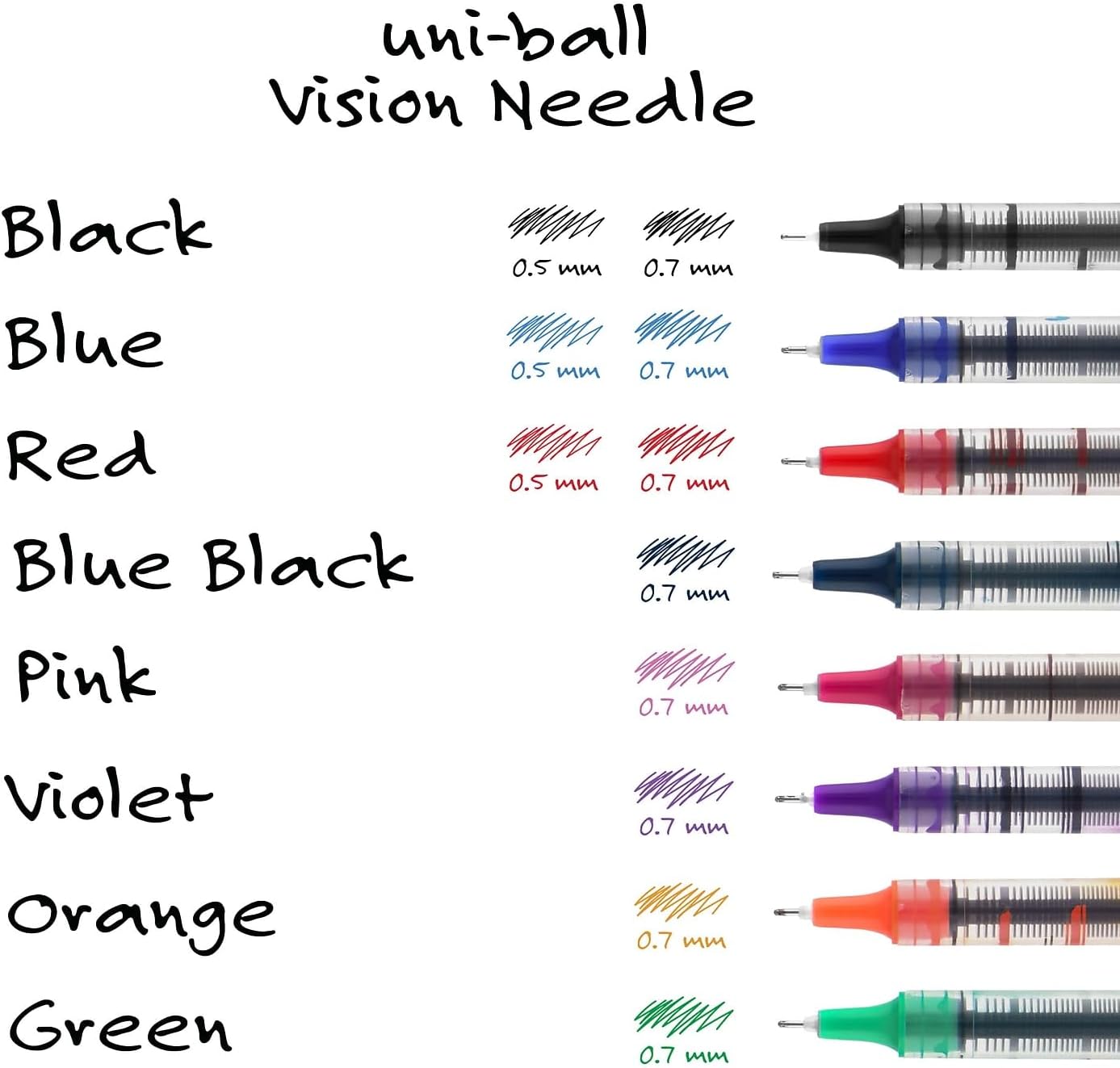 Uni-ball Vision Needle Roller Ball Pen, Blue Ink, Fine, Dozen (SAN1734904)