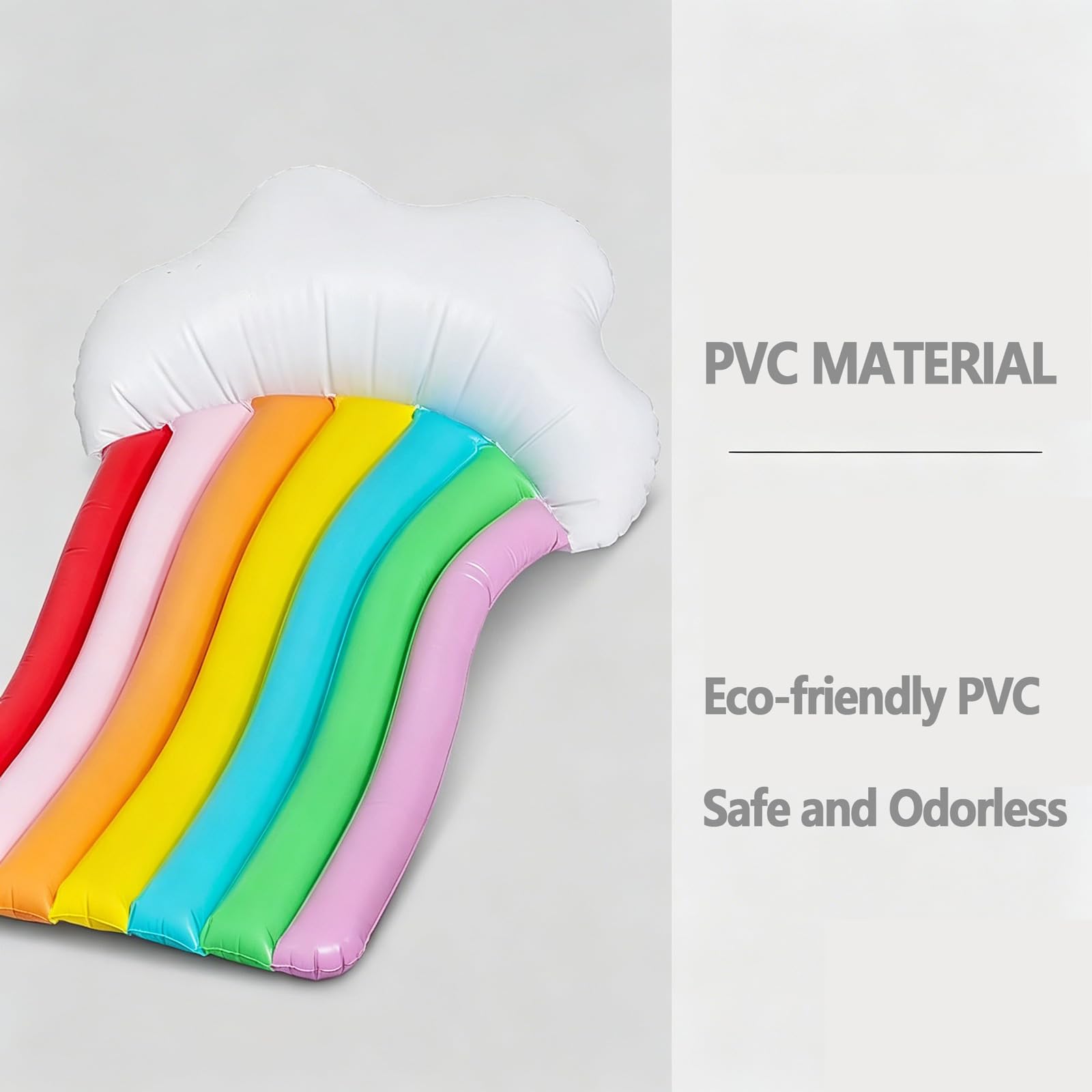 Materassino gonfiabile per piscina in PVC Sedia Galleggiante pieghevole con schienale Portatile Accessori Piscina per Adulti motivi di nuvole arcobaleno per divertimento dell'acqua estate
