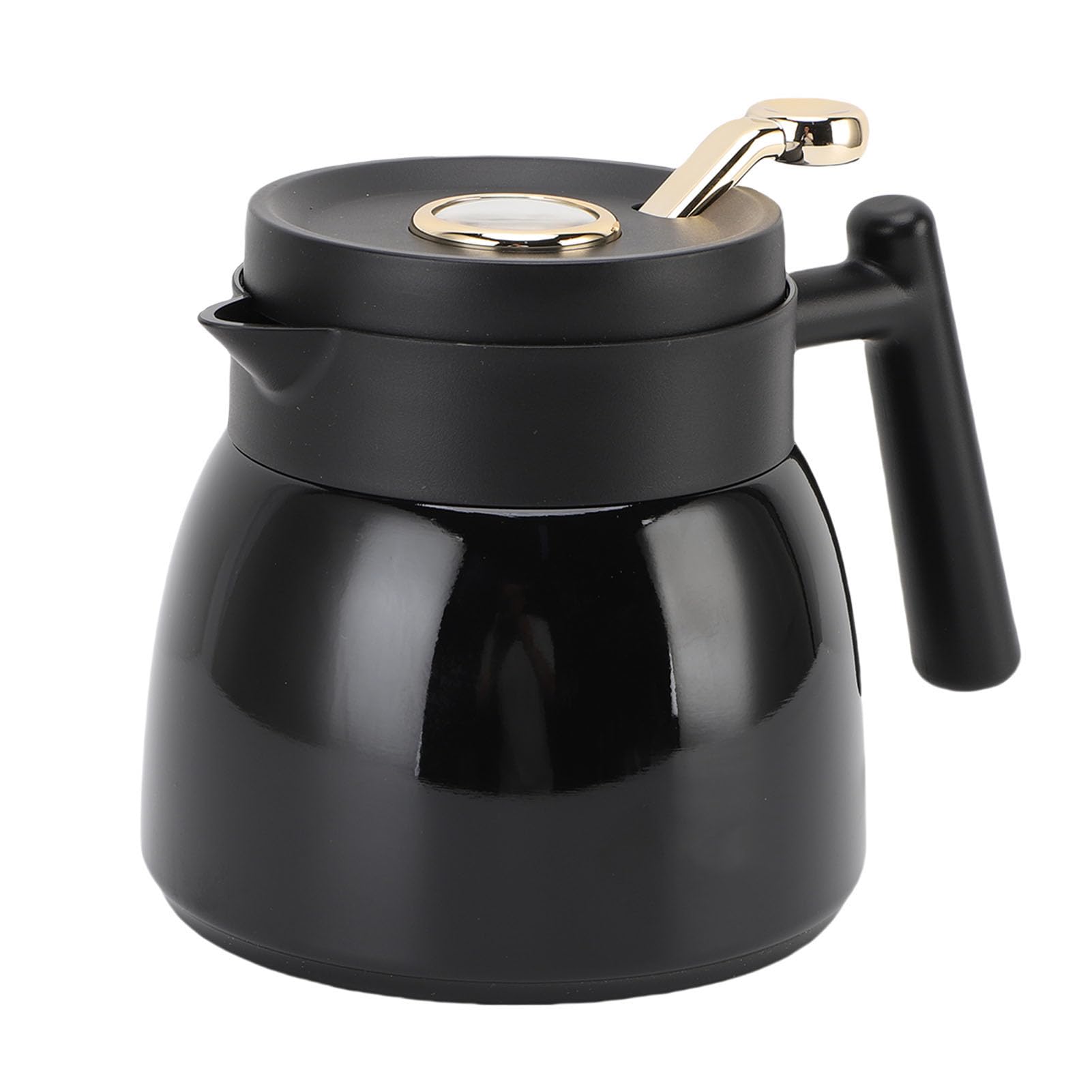 Café de Aislamiento de Vacío, té Térmico con Filtro de 880 Ml de Dispensador de Jarra de Bebidas de Agua, Pantalla de Temperatura Mecánica (BLACK)