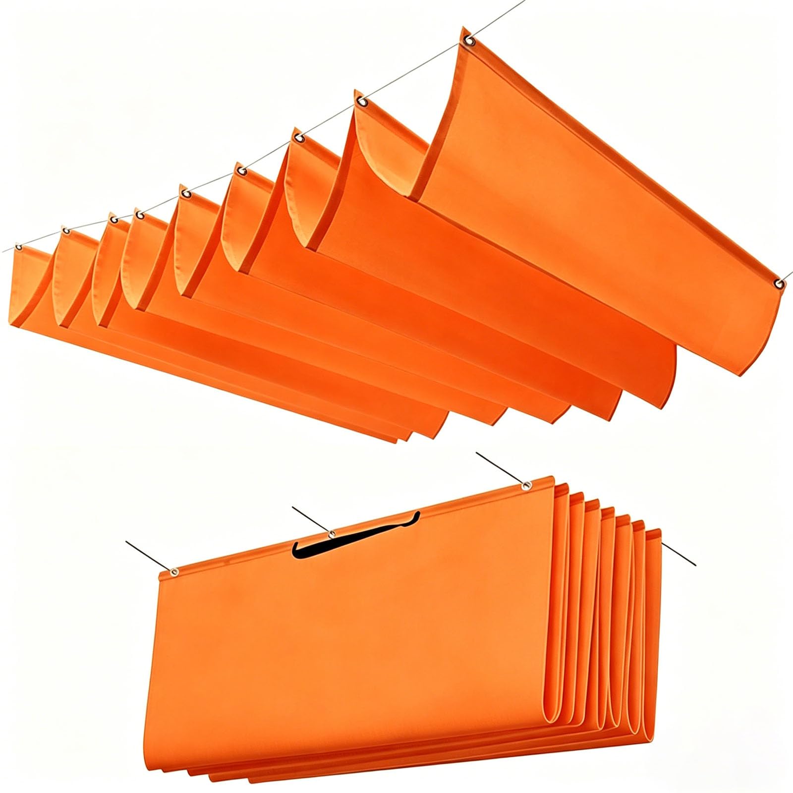 Einziehbare Welle Sonnensegel mit Ösen, einziehbares sonnensegel, Verstellbar Schattenabdeckung, Markisenstoff Schutz,für Balkon Terrasse Garten-orange||100x850cm
