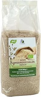 Avitale Ganze Flohsamenschalen aus Indien, 99% Reinheit, reich an Ballaststoffen, Bio-Ware - Verpackt in Deutschland, 1er Pack (1 x 500 g)