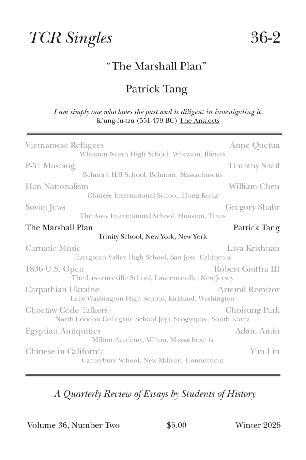 TCR Singles 36-2 The Marshall Plan