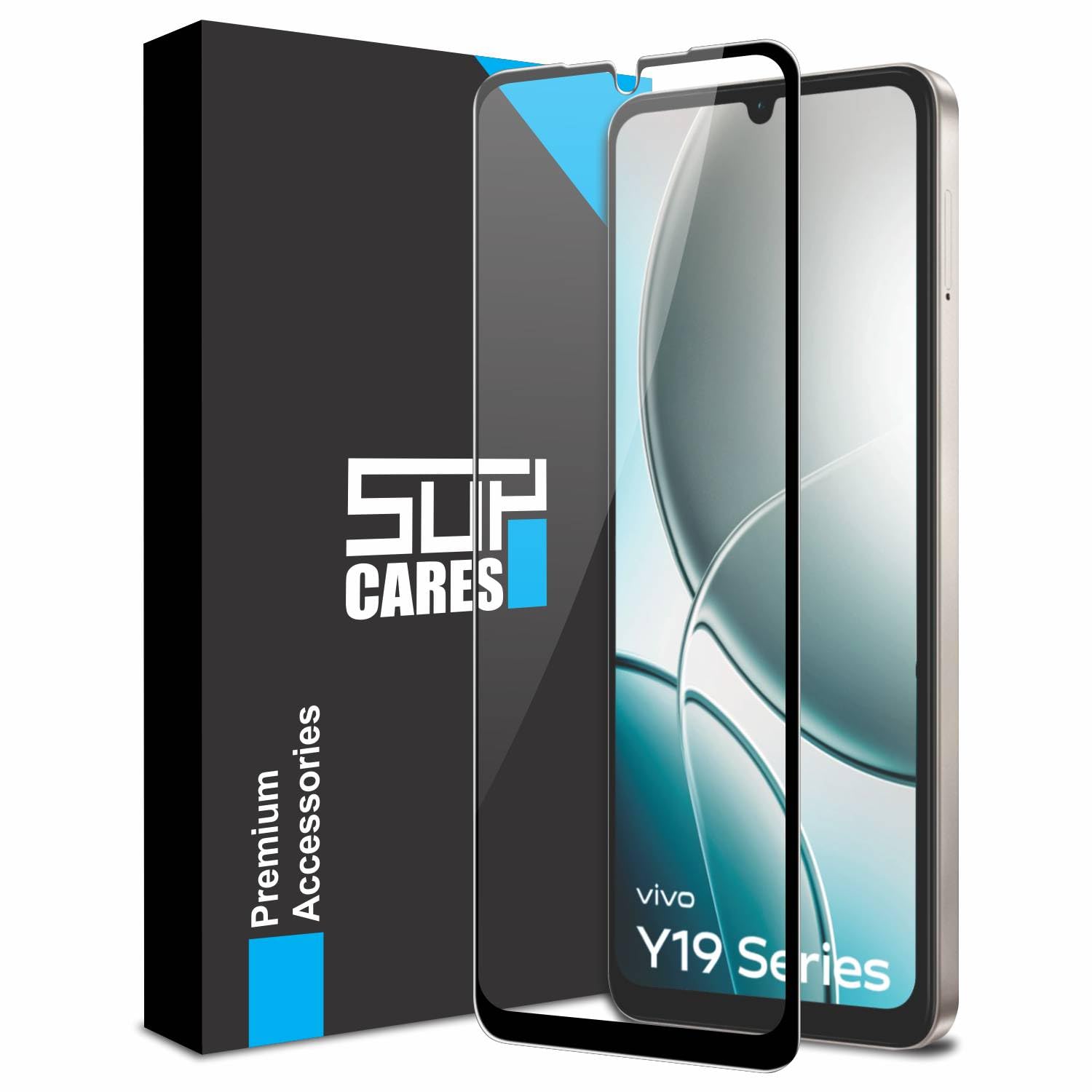 SupCares Tempered Glass for Vivo Y19 and Vivo Y19e (6.74 Inch) With Installation Kit | 9H Edge to Edge Screen Protector | Black