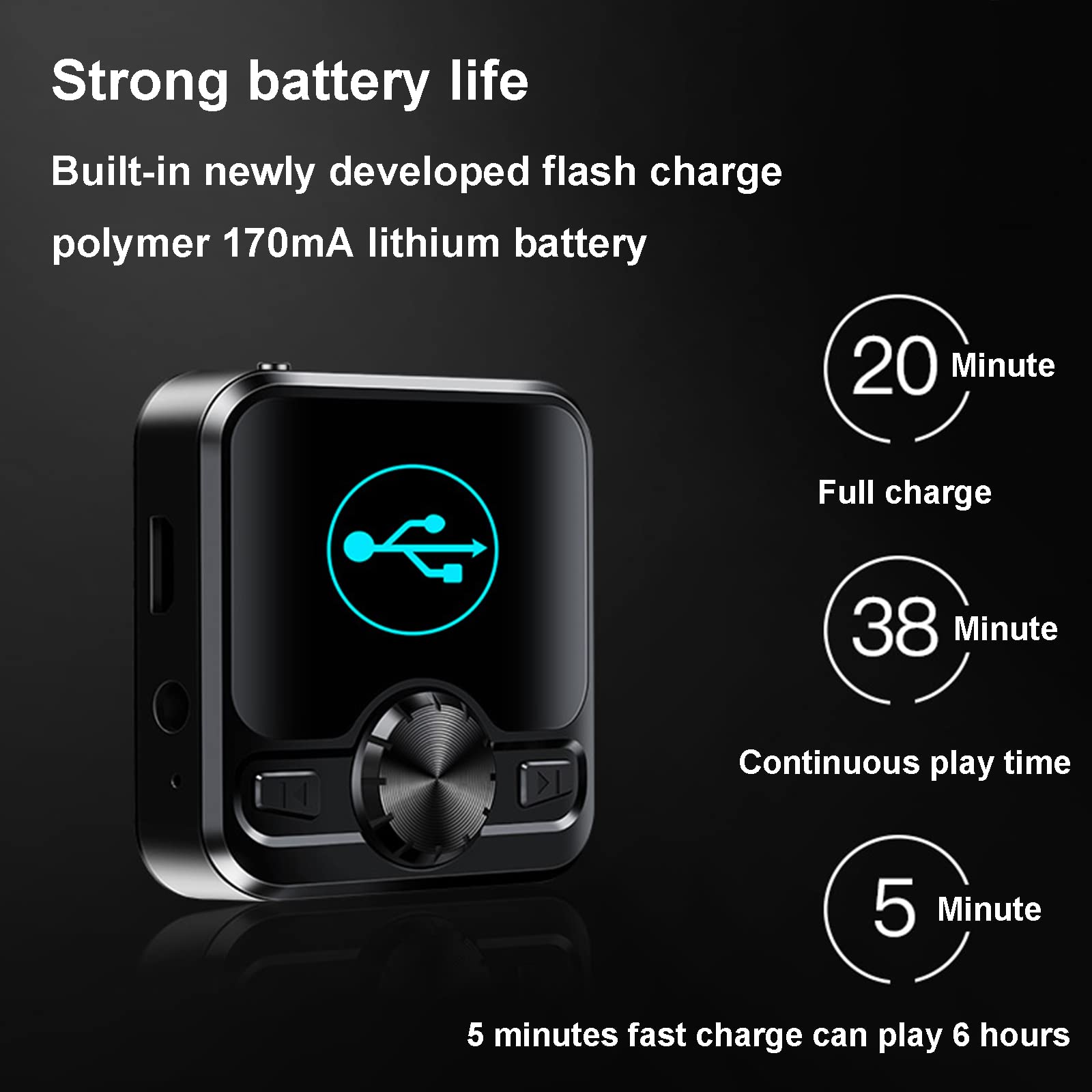 Bluetooth Sport HIFI Odtwarzacz MP3 Dyktafon IPX6 Zero hałasu z e-bookiem Wzmacniacz radiowy FM 1.1 cala Wyświetlacz,4GB