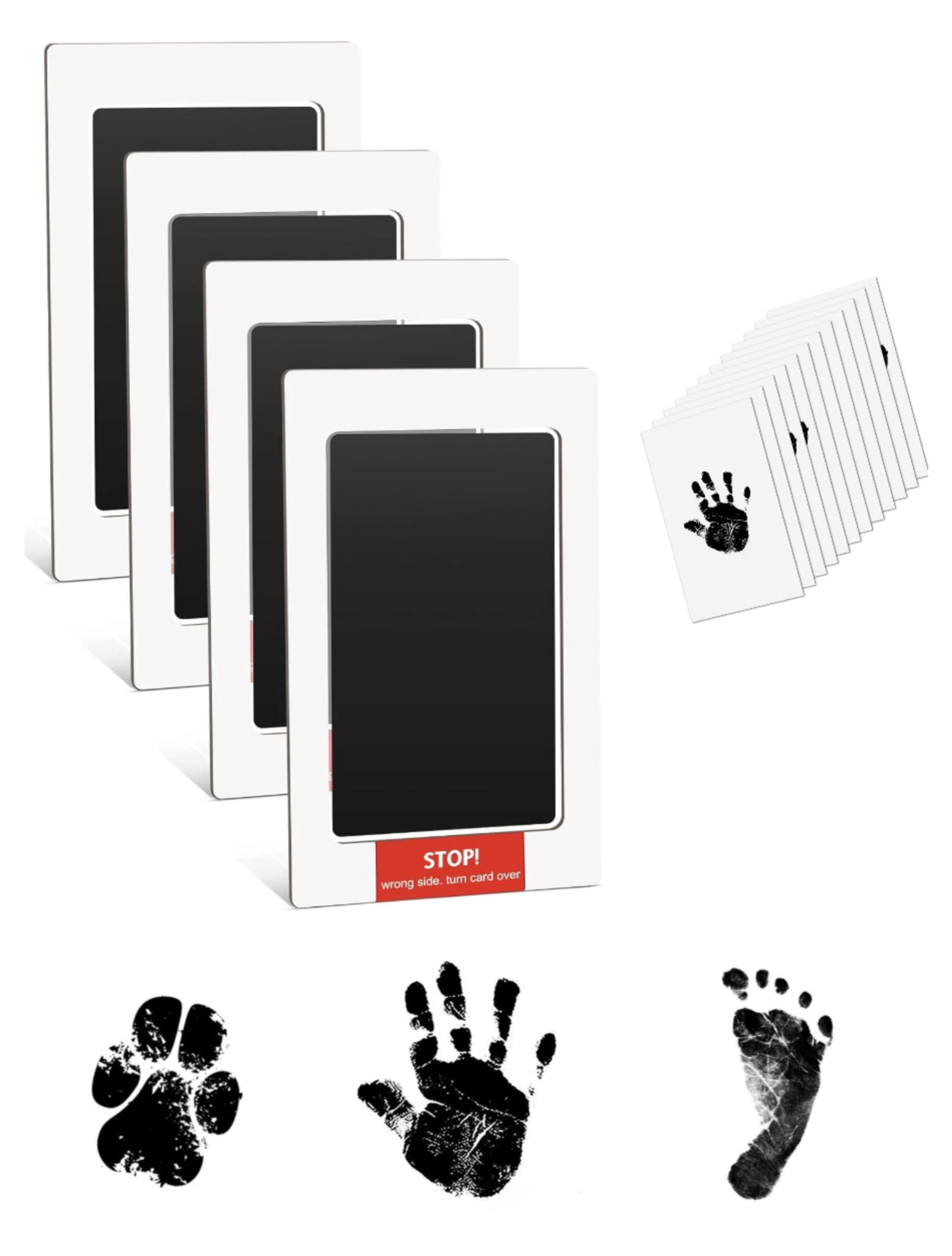 No Touch Pet Paw Print, Baby Handprint and Footprint Kit, Inkless Hand and Footprint kit with 4 Ink Pads and 12 Imprint Cards, Paw Print Kits for Dogs, Cat