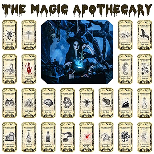 120 Pieces Halloween Potion Bottle Labels Animal Apothecary Bottle Stickers Witch Bottle Labels 24 Styles Halloween Glassy Bottl