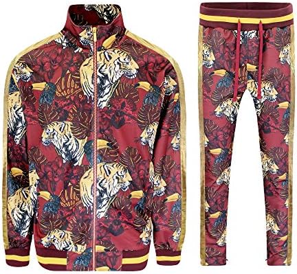G-Style USA Men's 2-Piece Tracksuit Set Cotton Blend Zip-Up Jogging Sweatsuit With Trim Detail S-5XL