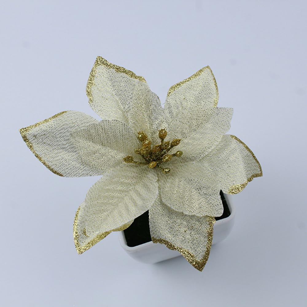 12 Pcs Fleur De Noël, Ornements Sapin De Noel Fleurs Artificielle, Fleurs D'Arbre De Noël