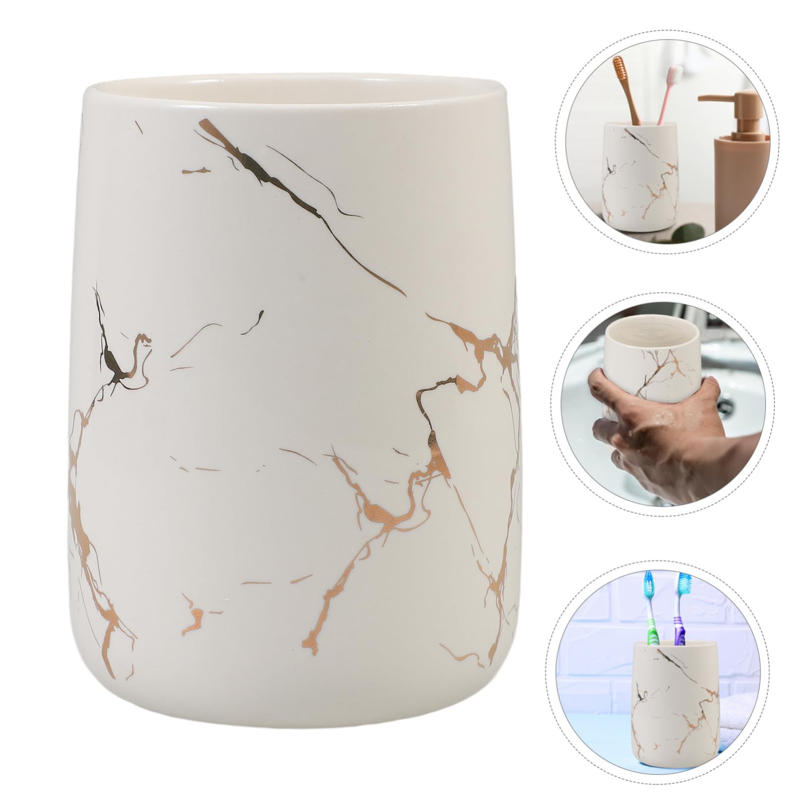 Cabilock Vaso Resistente Diseño para Cepillos de Blanco Dientes de Cerámica Moderno para Baño Accesorios de Baño Decorativos y Adecuado Doméstico