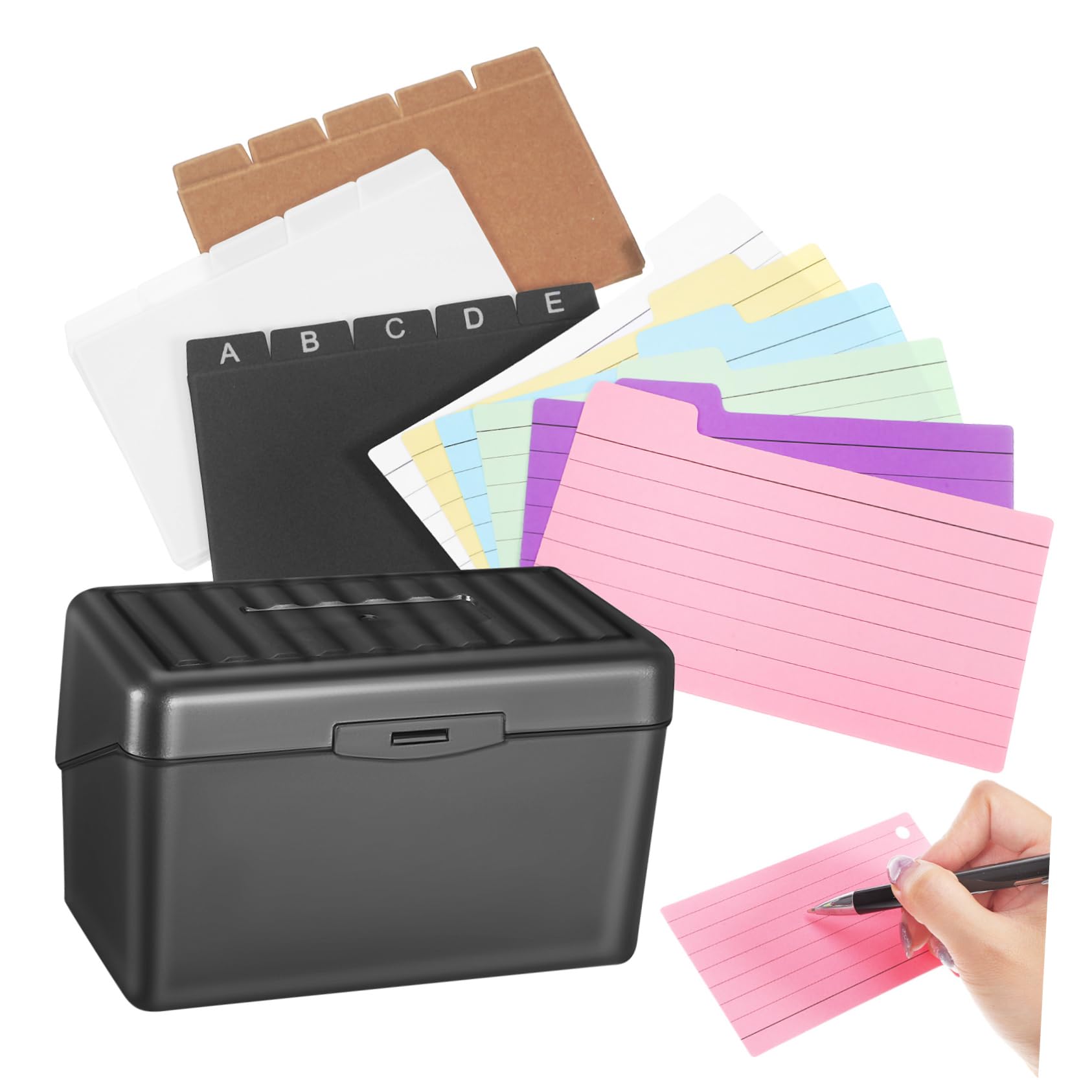Karteikartenhalter Aus Robustem Material Inklusive Karteikarten Notizblättern Und Heftringen Zum Lernen Und Organisieren Für Büro Und Studium Doppelte Speicherkapazität Und