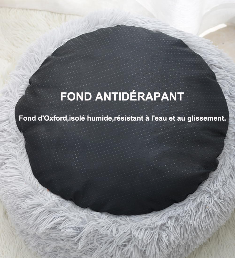 Yuly Panier Chat, Panier pour Chien, Semi-fermé, Coussin Apaisant pour Chats, Lit Moelleux en Peluche pour Animaux, Canapé, Lavable et Anti-anxiété, Antidérapant (Café)