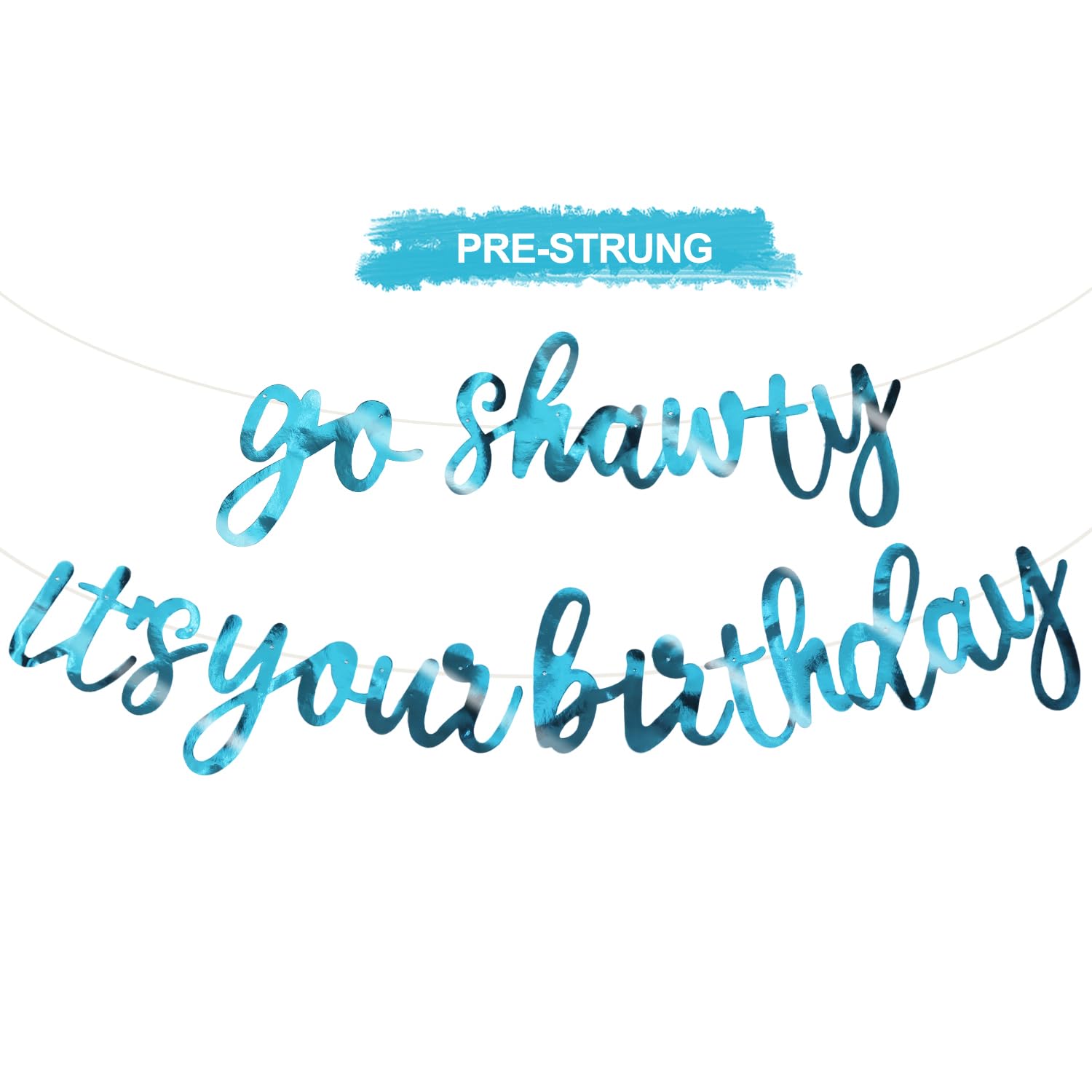 Glitter Birthday Banner - Pre-Strung & Easy Decor -15