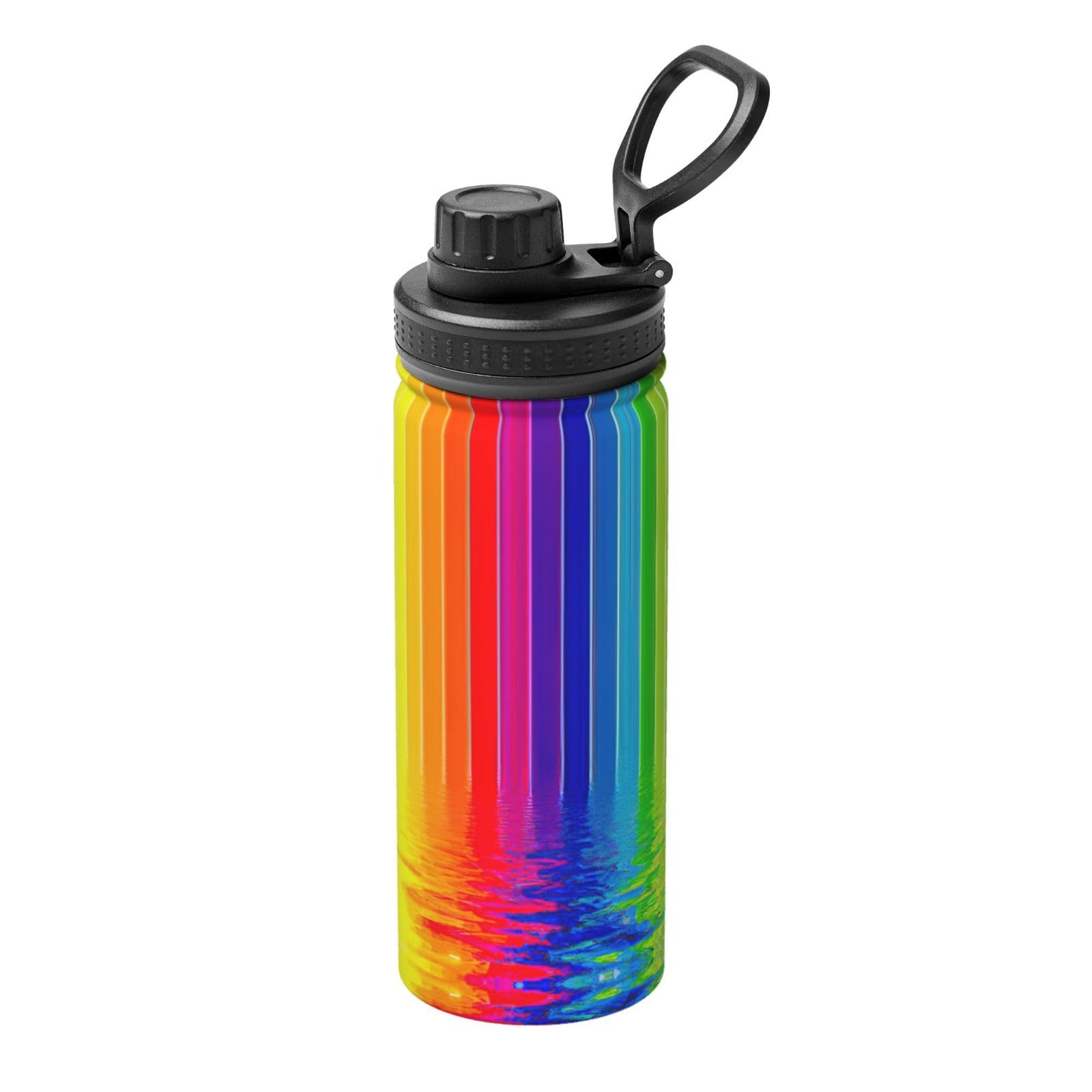 Kfjghhl Insulated Stainless Rainbow Striped Steel Water Bottle For Sport Gym Travel Leak Camping Hiking Hydration