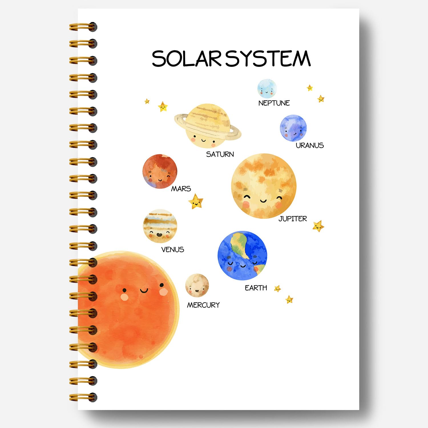 Guymn Space Notebook - Cute Solar System Outer Space Science Notebook Journal, Classroom Rewards, Solar System Gifts, Gifts for Space Enthusiasts Lovers, Spiral Notebook 5.5x8.3 Inch