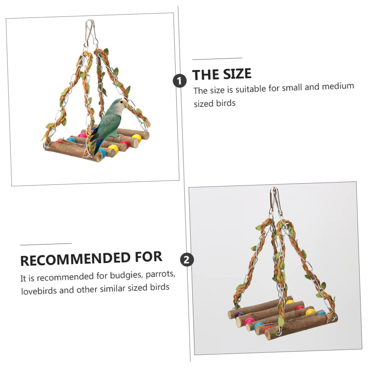 BESPORTBLE 3pezzi Altalena Per Pappagalli Giocattolo Interattivo Per Uccelli Accessorio Per Cage Divertimento e Allenamento Per Pet Design Swing Per e Gioco